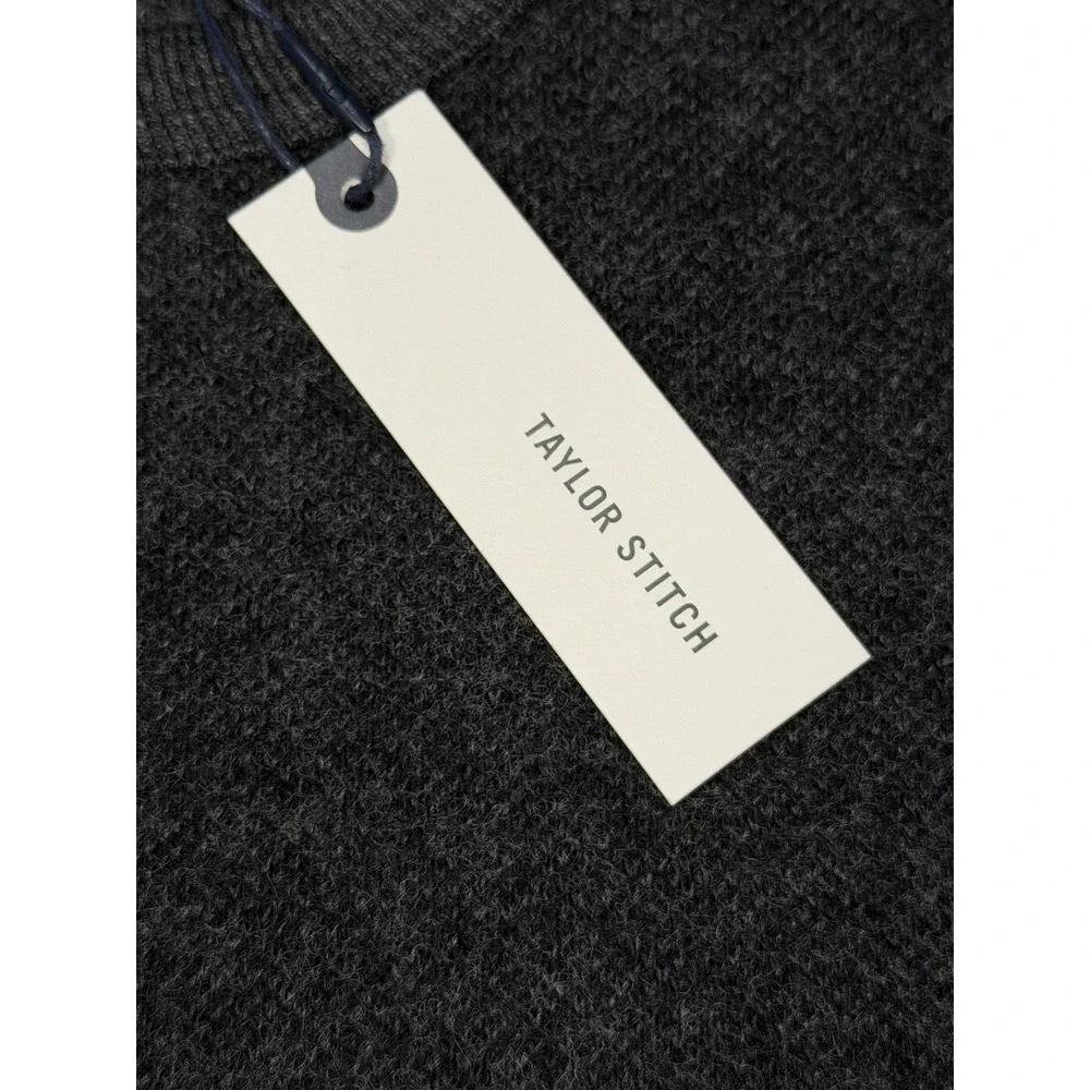 Taylor Stitch The Evans Crew in Charcoal Birdseye Wool 42 Large Preppy
